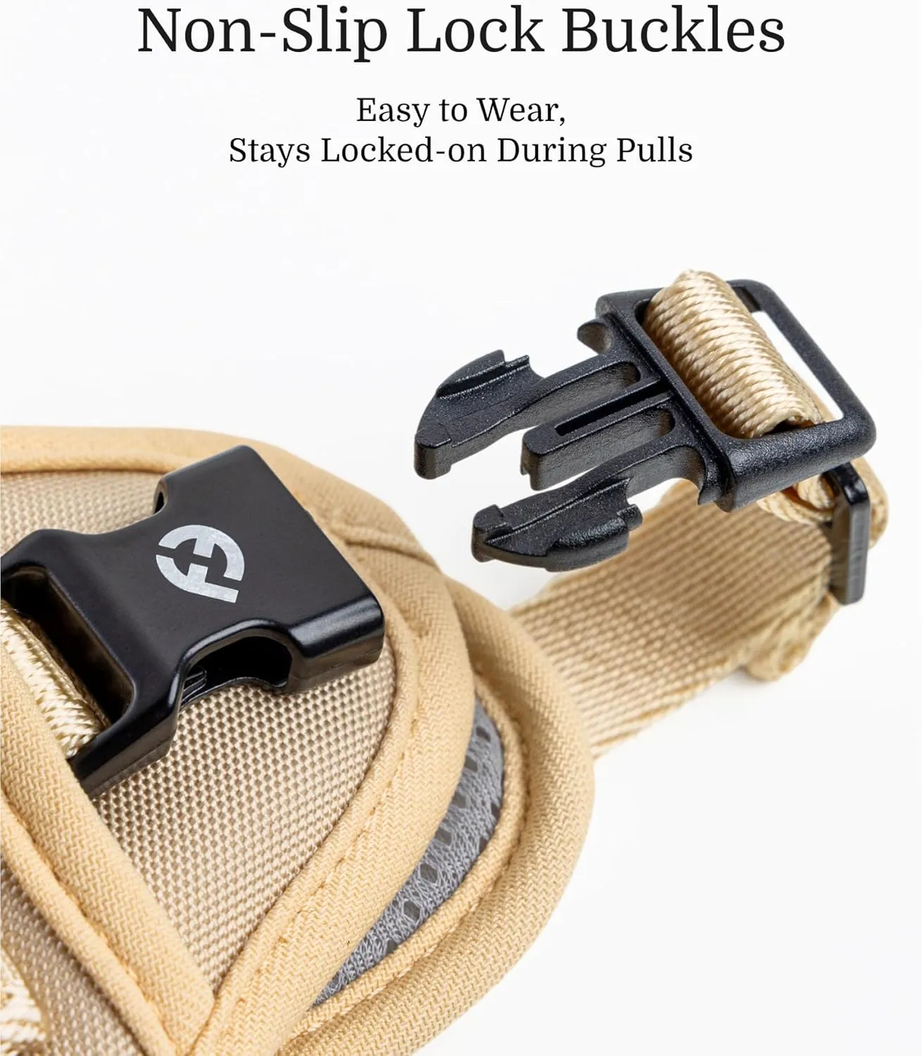2025 New Edition, Fei & Eve Classic Dog Harness - Quick-Release Buckles | 3-Point No-Pull Control | Heavy-Duty 900D Nylon | Dual Safety Handles | Breathable Mesh | Adjustable Fit | Large,Champagne