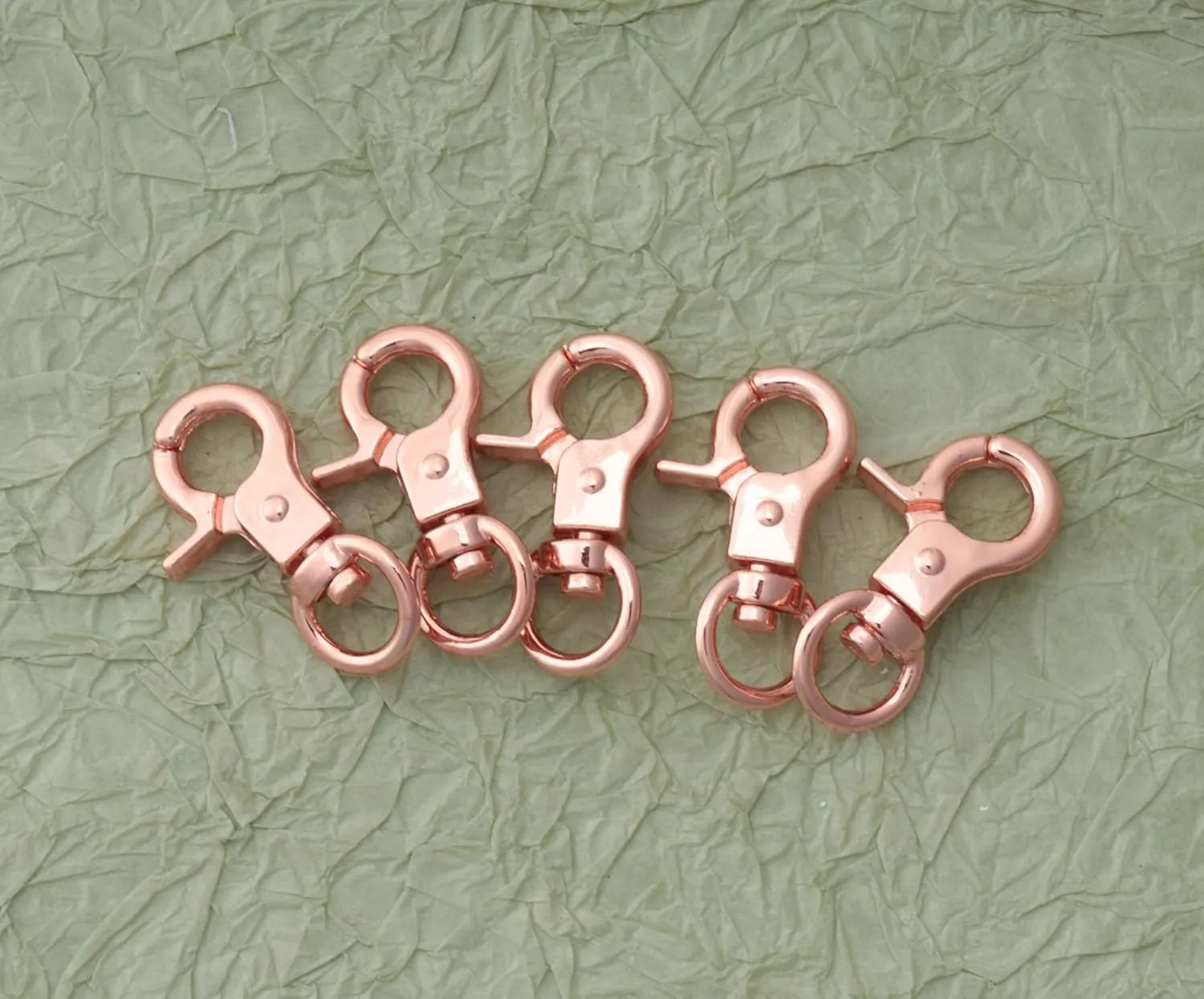 5 Pcs Dog Tag Clips with 3/4 Inch & 1 Inch Keychains - MultiPurpose Metal Dog Tag Rings for Pet Kitten Cat Collars ID Holder Harnesses (Rose Gold)