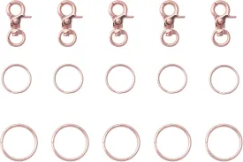 5 Pcs Dog Tag Clips with 3/4 Inch & 1 Inch Keychains - MultiPurpose Metal Dog Tag Rings for Pet Kitten Cat Collars ID Holder Harnesses (Rose Gold)