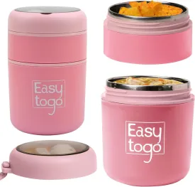 700ml Stainless Steel Lunch Box with Spoon, Handle, Leak Proof Small Container for Snack, Diet & Prep Food, Stackable Stainless Steel 2 Tier Men's Lunchbox for Work, Pink Lunch Box