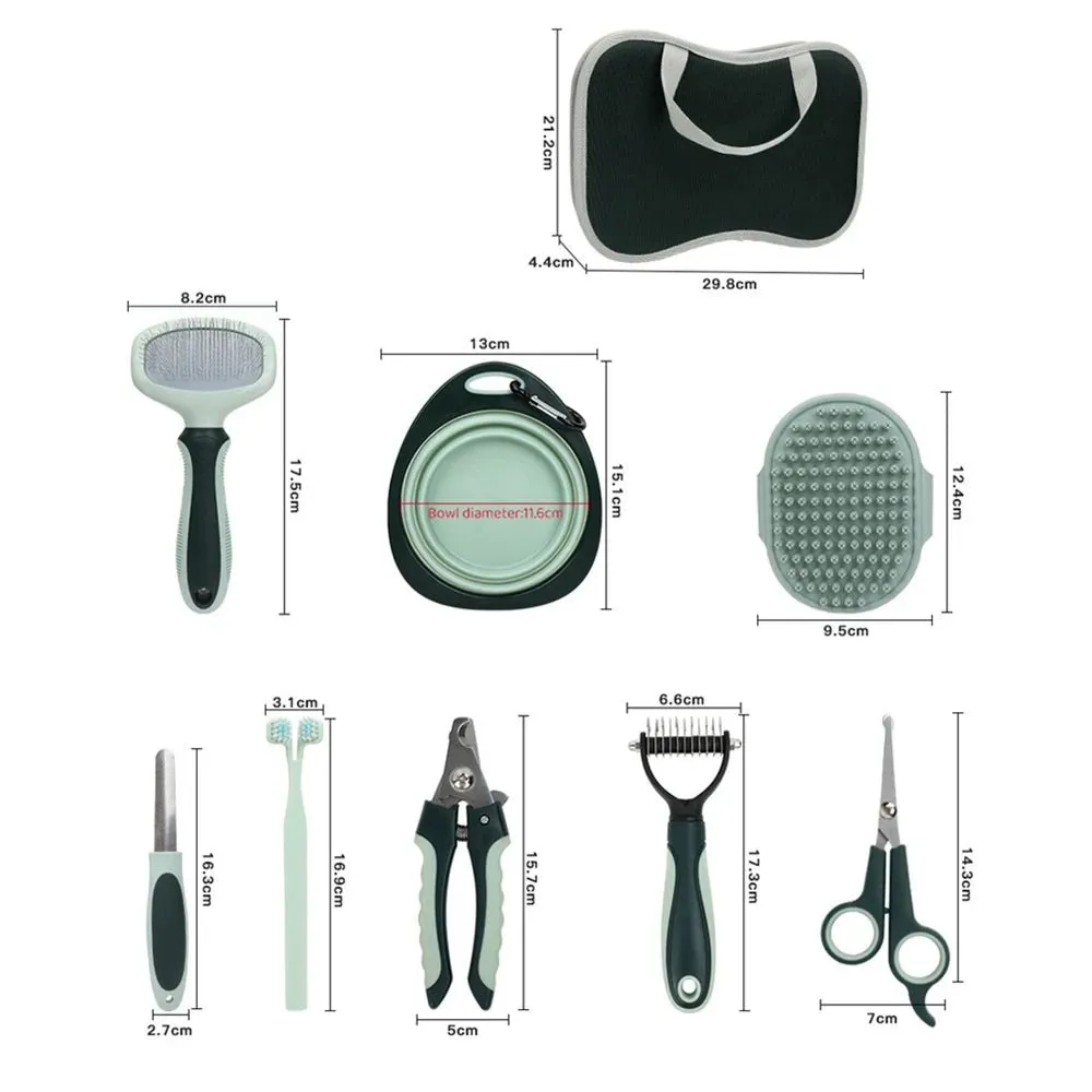 8-in-1 Pet Grooming Set: Comb, Nail Clipper & Flea Comb