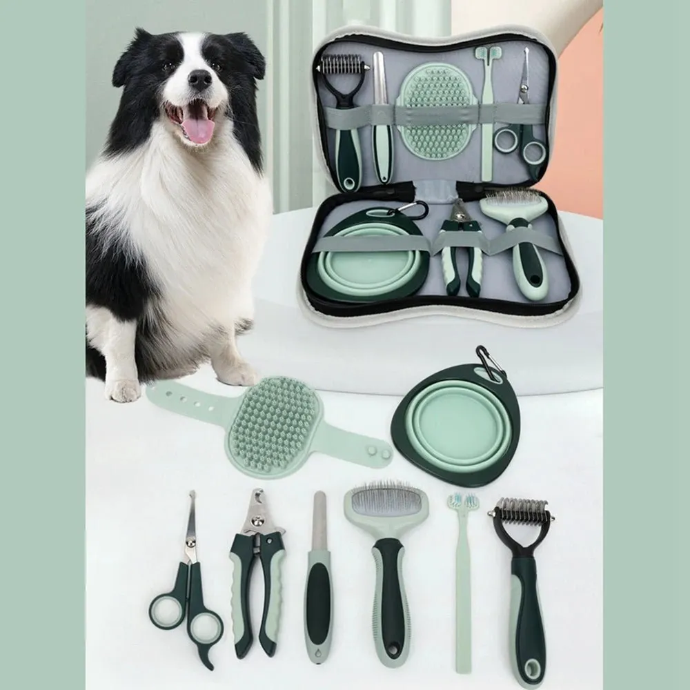 8-in-1 Pet Grooming Set: Comb, Nail Clipper & Flea Comb