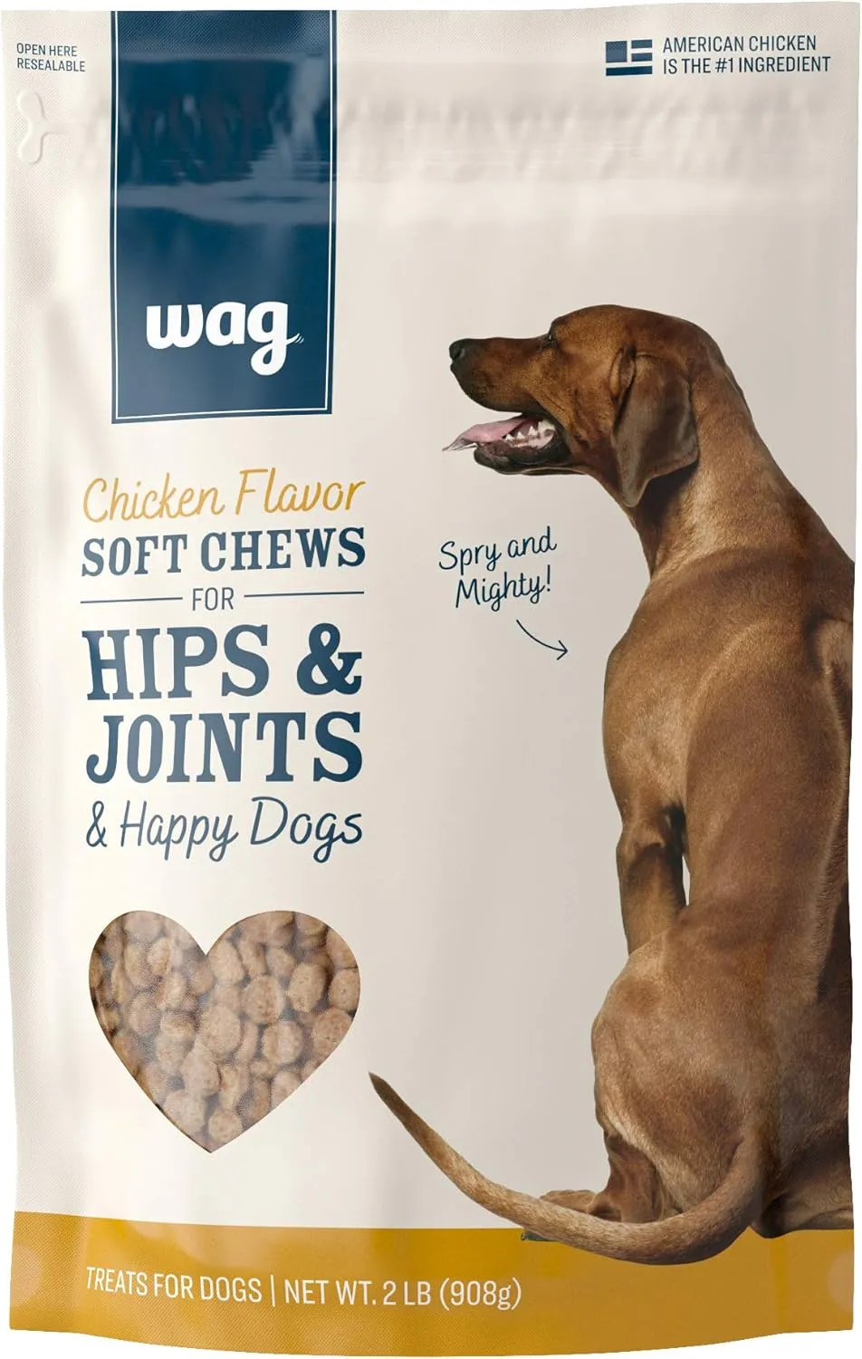Amazon Brand  Wag Chicken Flavor Hip & Joint Training Treats for Dogs, 2 lb. Bag (32 oz)
