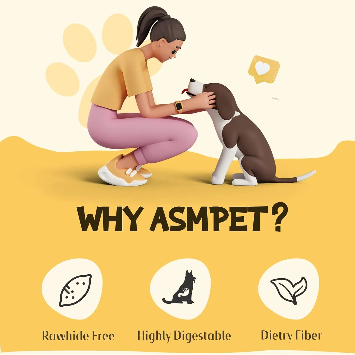 ASMPET Sweet Potato Dog Treats, Healthy Natural Low Fat Grain Free Treats, Gluten Free Vegetarian Snack Gift for Small Medium & Large Dogs, Vegan Dog Chews 10.6 oz