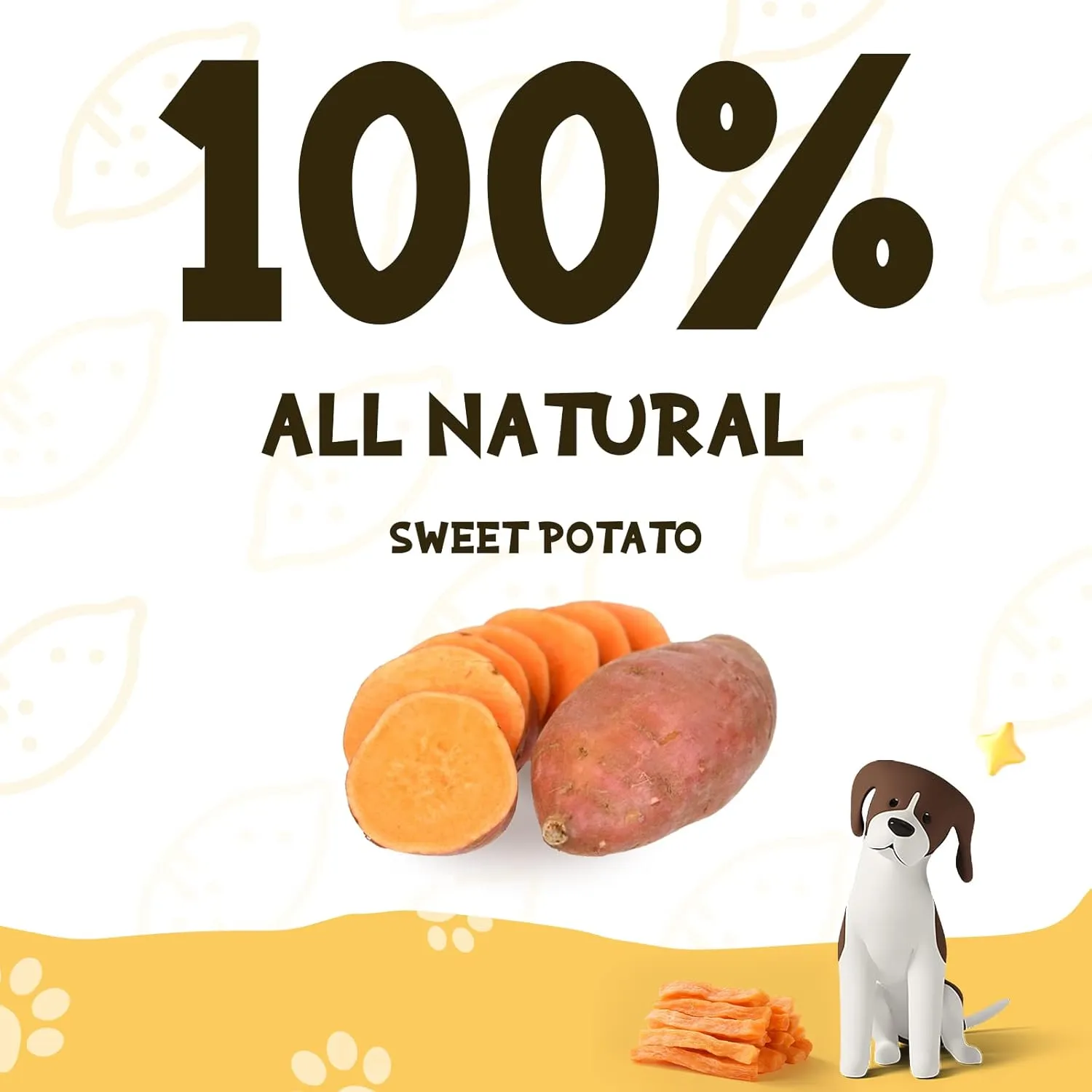 ASMPET Sweet Potato Dog Treats, Healthy Natural Low Fat Grain Free Treats, Gluten Free Vegetarian Snack Gift for Small Medium & Large Dogs, Vegan Dog Chews 10.6 oz