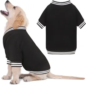 Baseball Jacket Dog Sweater Brushed Fleece Soft Warm Sweatshirt for Small Dogs Puppy Boy Girl Pet(Black-XS)