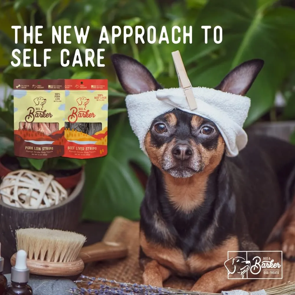Beg & Barker Chicken, Beef Liver and Pork Jerky for Dogs (4 oz, Pack of 3) - Dog Training Treats - Natural Dog Treats Made in The USA - Grain Free, Diabetic-Friendly, High Protein, Sugar-Free