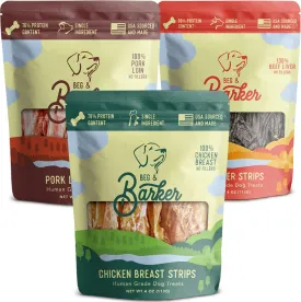 Beg & Barker Chicken, Beef Liver and Pork Jerky for Dogs (4 oz, Pack of 3) - Dog Training Treats - Natural Dog Treats Made in The USA - Grain Free, Diabetic-Friendly, High Protein, Sugar-Free