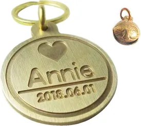 Brass Dog Tag Engraved for Pets Personalized, DEEP Engraved Pet ID Tags for Dog and Cats, Personalized on Both Sides Easy to Read (Round, Large)