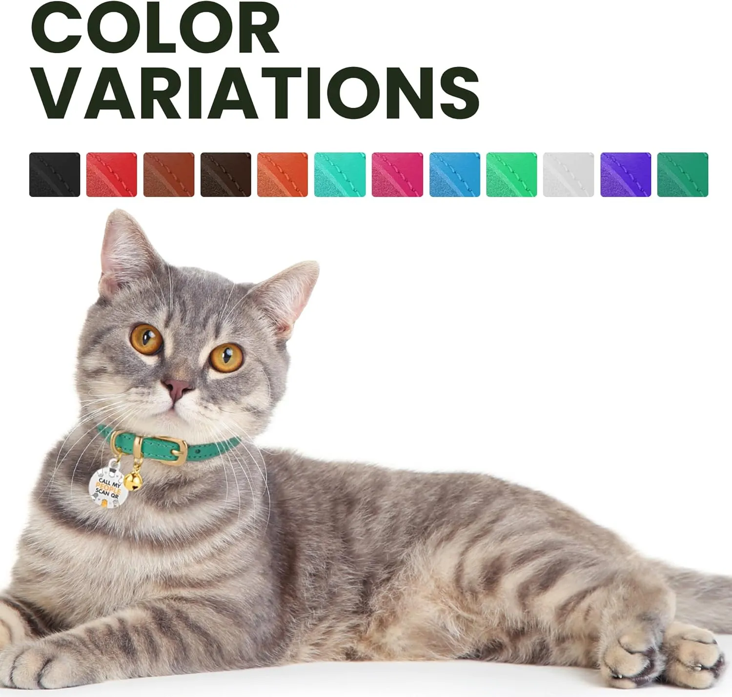 BRONZEDOG Leather Cat Collar with Removable Bells Non Breakaway Kitten QR Tag for Girl Boy (9" - 12" Cats/Mini Dogs, Pink & Gold)