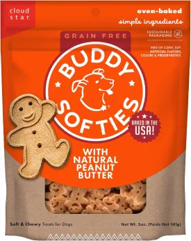 Buddy Biscuit Softies 5 oz. Pouch, Grain-Free Soft & Chewy, Natural Peanut Butter Flavor Dog Treats, Oven Baked in the USA