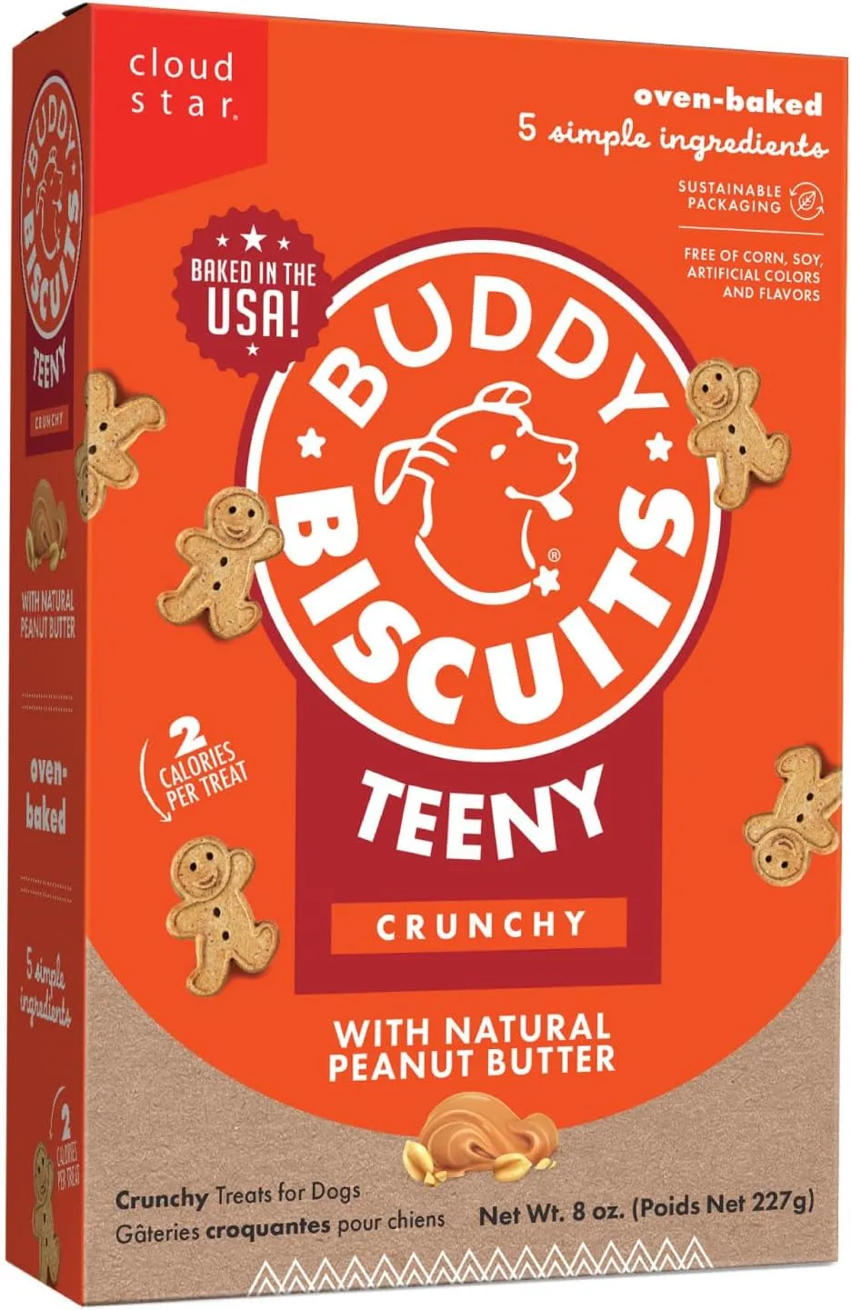 Buddy Biscuits 8 oz. Box of Teeny Crunchy Dog Treats Made with Natural Peanut Butter