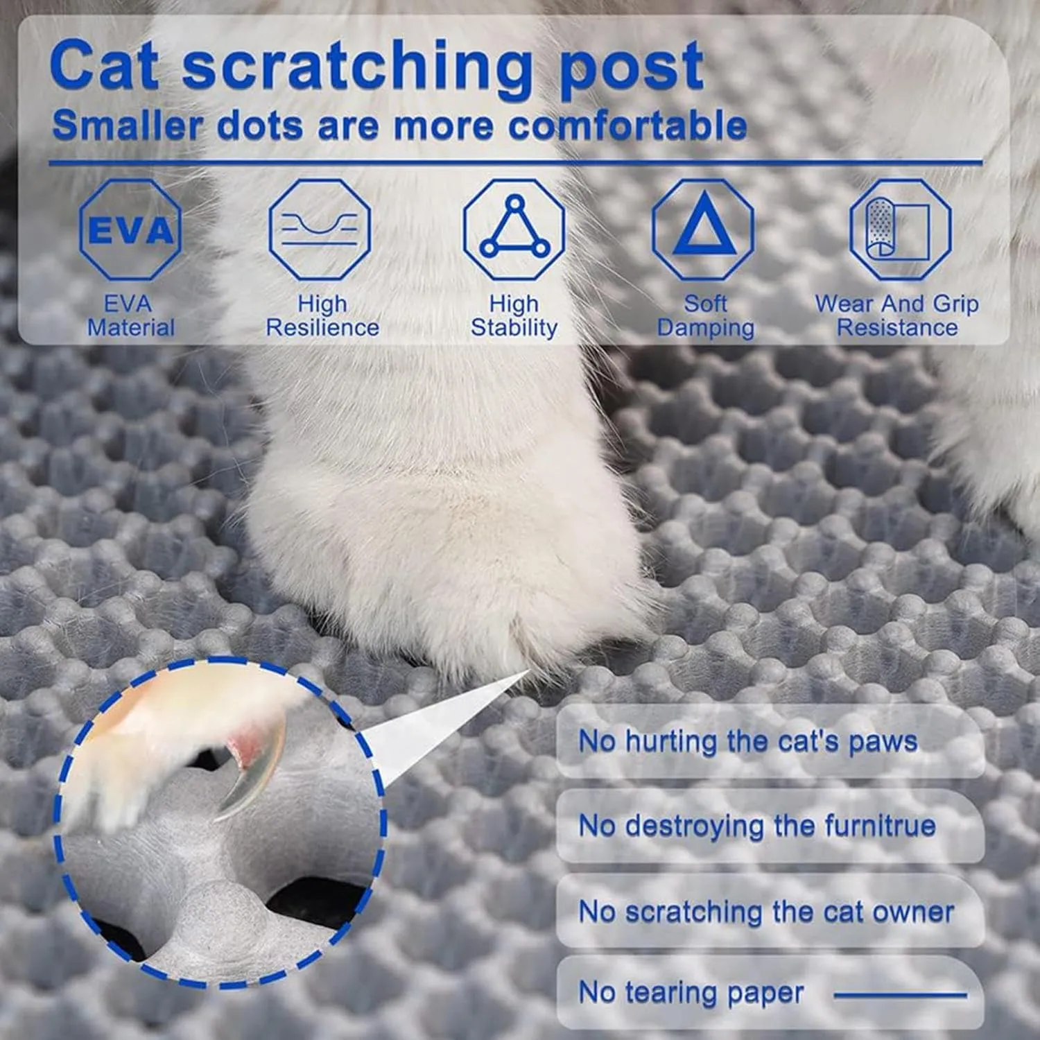 Cat Litter Box Mat, Honeycomb Double Layer Easy Clean Cat Litter Trap Mat Less Waste,Soft On Paws,Non-Slip, Litter Mat for Litter Box,Yellow-L
