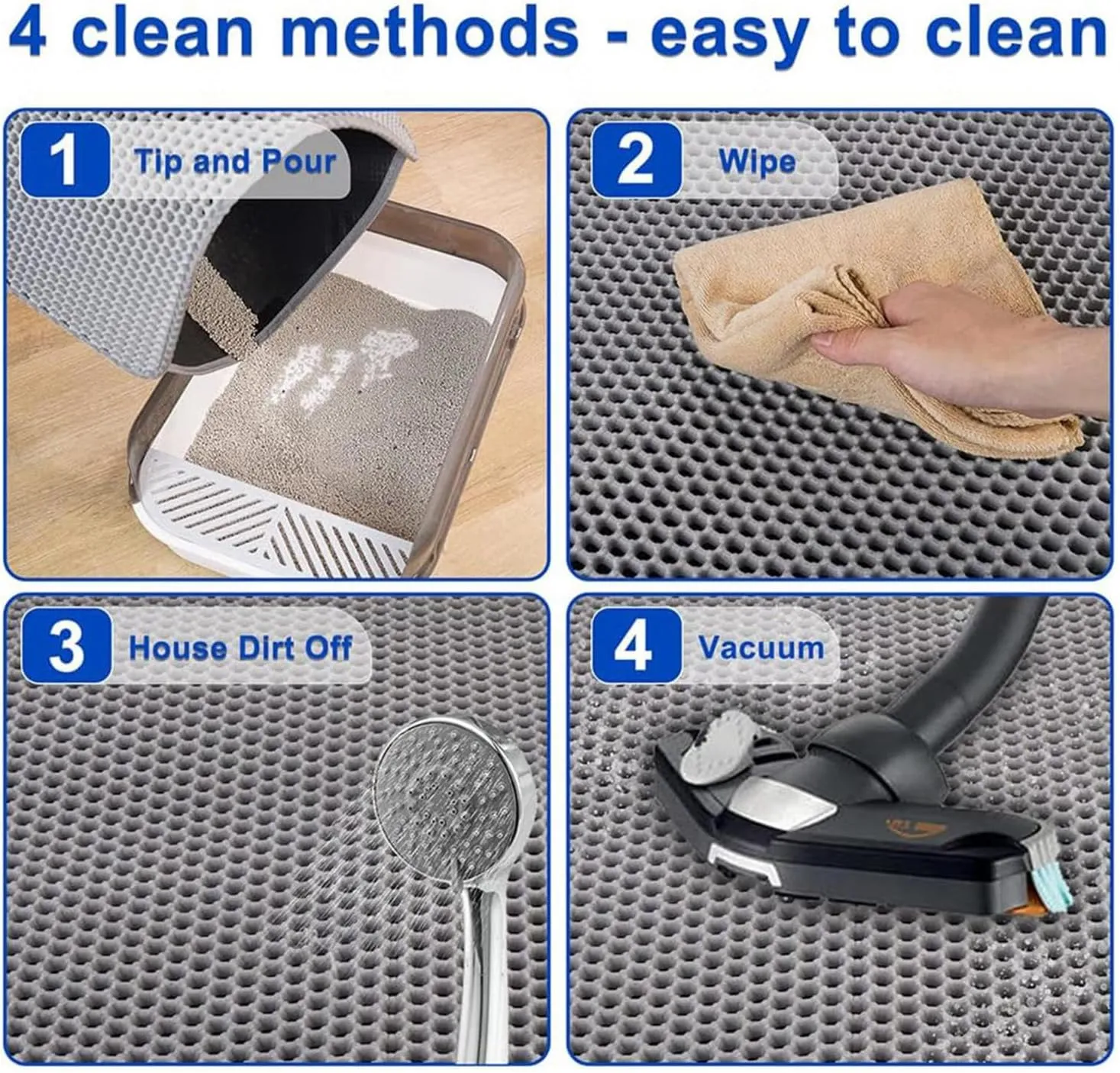 Cat Litter Box Mat, Honeycomb Double Layer Easy Clean Cat Litter Trap Mat Less Waste,Soft On Paws,Non-Slip, Litter Mat for Litter Box,Yellow-L