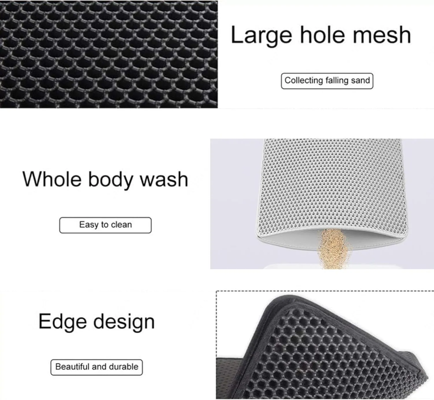 Cat Litter Box Mat, Honeycomb Double Layer Easy Clean Cat Litter Trap Mat Less Waste,Soft On Paws,Non-Slip, Litter Mat for Litter Box,Yellow-L