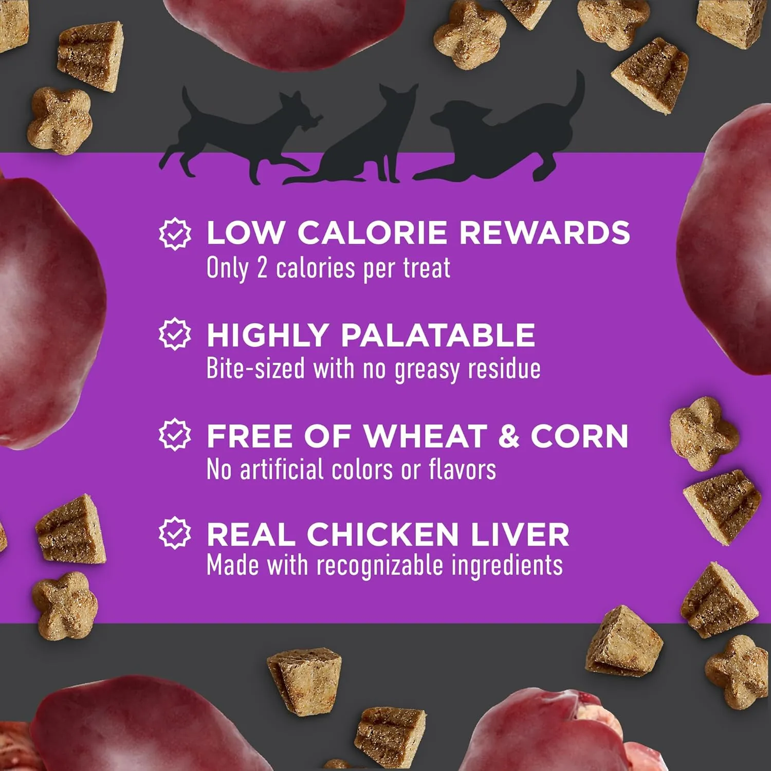 Cloud Star Tricky Trainers Crunchy Dog Training Treats 8 oz. Pouch, Chicken Liver Flavor, Low Calorie Behavior Aid with 450 treats