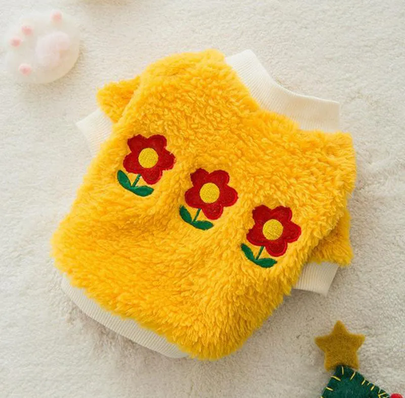 Contrast color smiley kitten bottoming shirt autumn and winter with scarf warm suit pet spring two-legged clothes