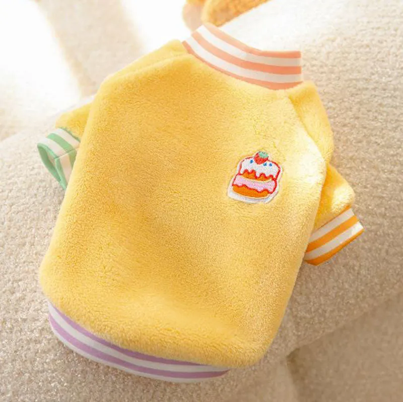 Contrast color smiley kitten bottoming shirt autumn and winter with scarf warm suit pet spring two-legged clothes
