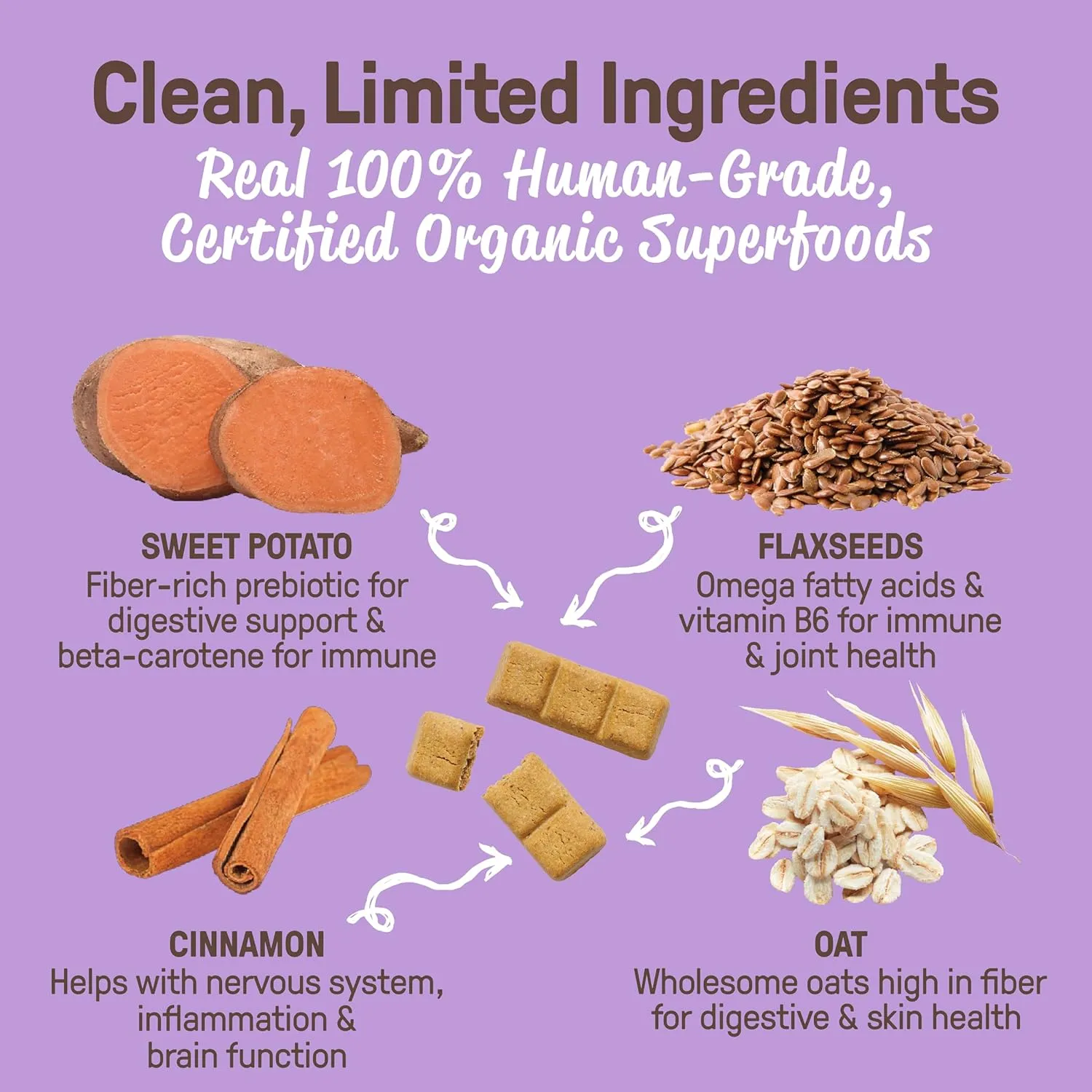 Cookie PAL Sweet Potato Dog Treats with Flaxseed, Crunchy Human Grade USDA Organic Puppy Treats for Training, Biscuits, 10oz (Pk of 3)