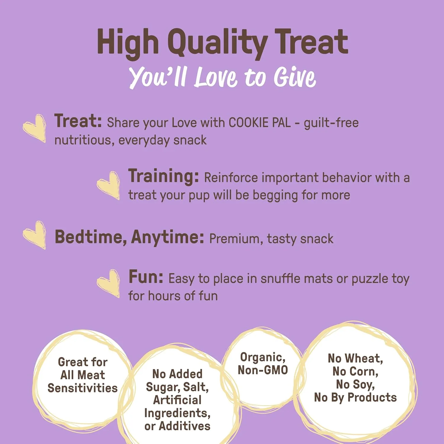 Cookie PAL Sweet Potato Dog Treats with Flaxseed, Crunchy Human Grade USDA Organic Puppy Treats for Training, Biscuits, 10oz (Pk of 3)