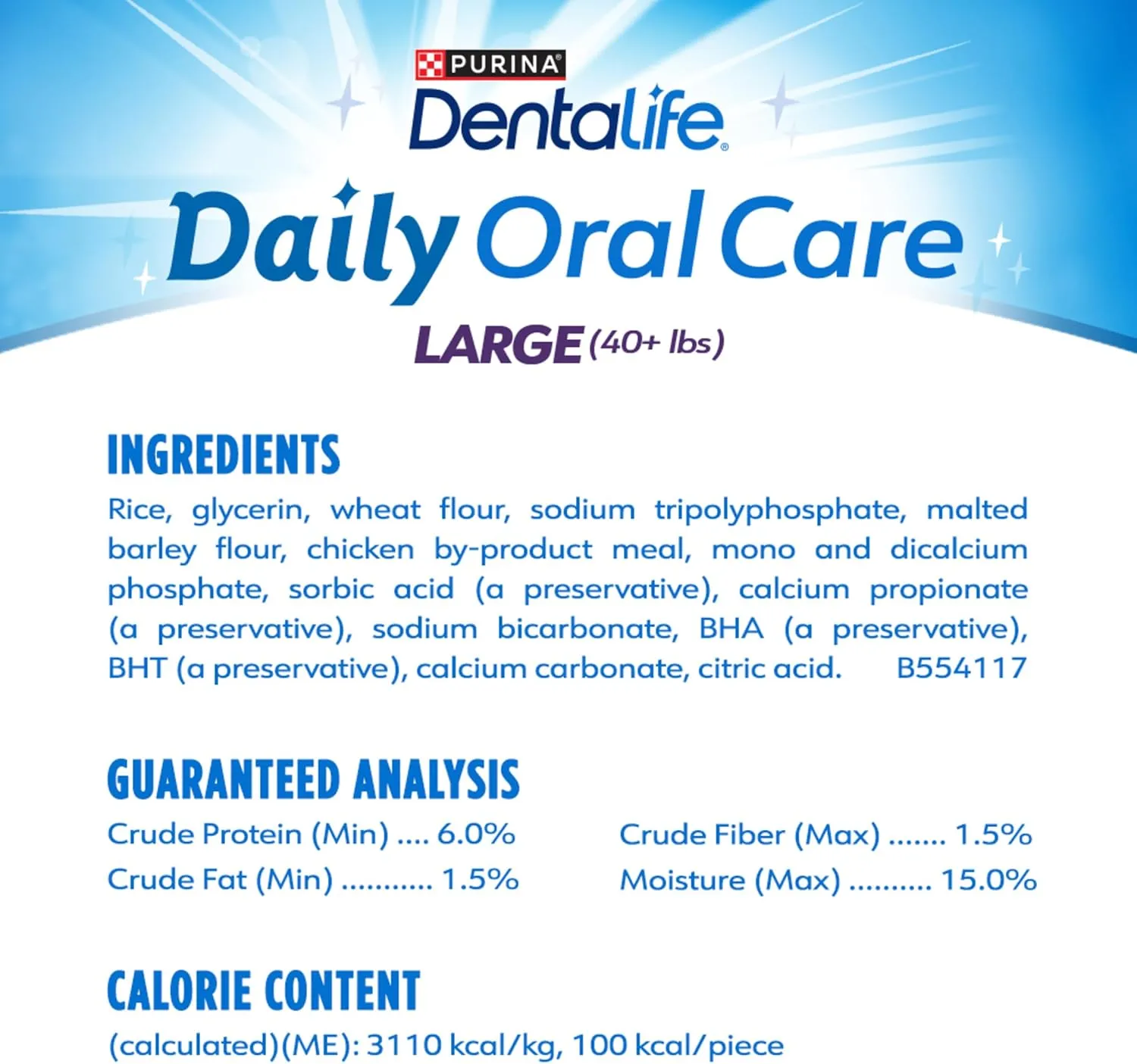 DentaLife Daily Oral Care Dog Treats for Large Dogs 40 plus lbs., Chewy Dental Treat to Freshen Breath and Fight Tartar, Chicken Flavor, 36 oz. each, 30 Chews each/60 Total Chews - 30 ct. Pouch