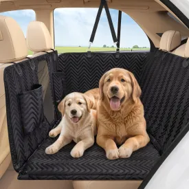 Dog Car Seat Cover for Back Seat - Back Seat Extender for Dogs with Hard Bottom and Thick Sponge, Supports 400 lbs, Waterproof Hammock Backseat Protector for Pet, Car, Truck, SUV, Black
