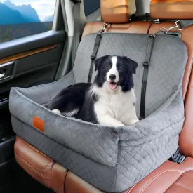 Dog Car Seat for Medium/Large Dogs,Car Dog Bed Ride up to 55 lbs or 2 Small Pets,Easy to Clean Booster Seat with Thick Cushion,2 Safety Leashes and Pockets,Multi-Functional Pet Travel Bed