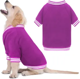 Dog Sweater Dog Clothes Brushed Fleece Baseball Jacket Soft Warm Dog Sweatshirt Dog Sweaters for Small Dogs Puppy Sweater Boy Girl Pet(Purple-XS)