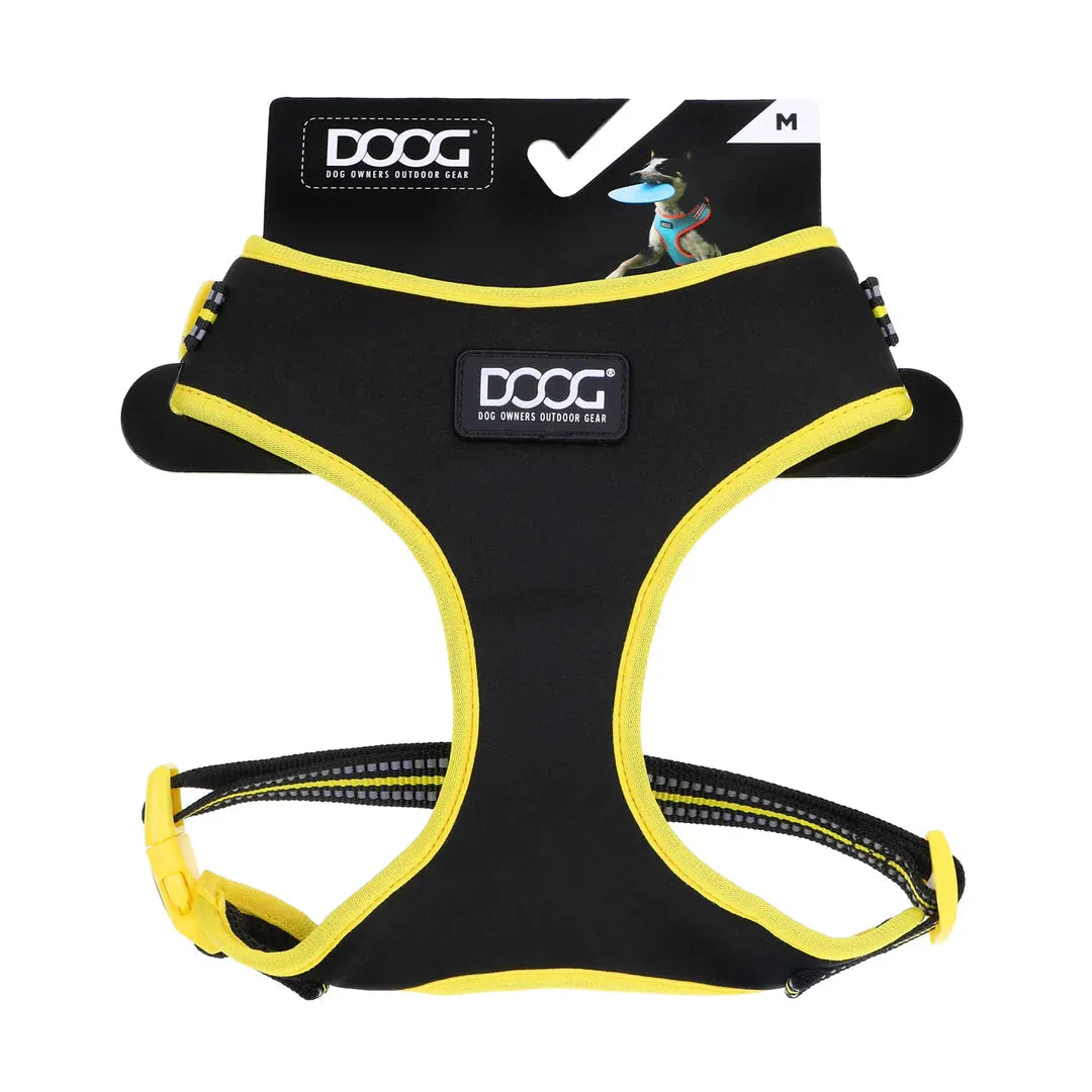 DOOG Neoflex Neoprene Bolt Neon Black and Yellow Dog Harness Extra Large