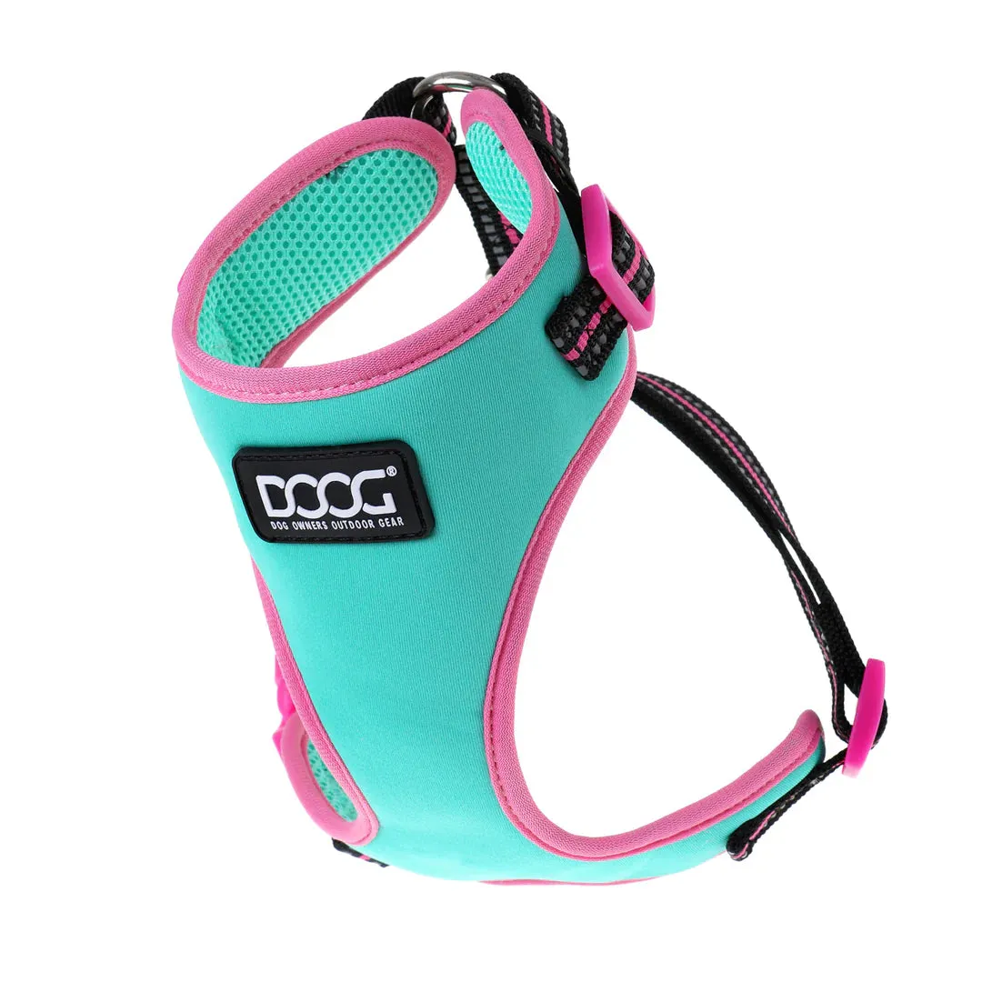 DOOG Neoflex Neoprene Rin Tin Tin Neon Teal and Pink Dog Harness Extra Small^^^