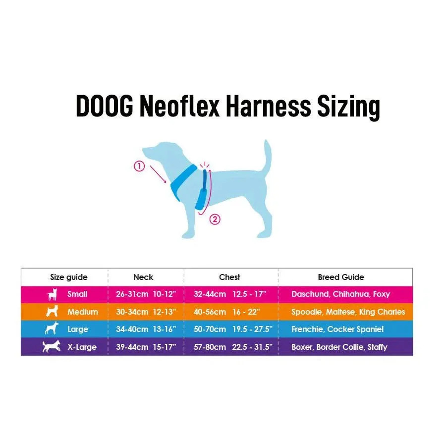 DOOG Neoflex Neoprene Rin Tin Tin Neon Teal and Pink Dog Harness Medium^^^