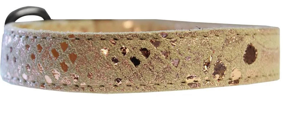 Dragon Skin Genuine Leather Dog Collar Golden Size 20
