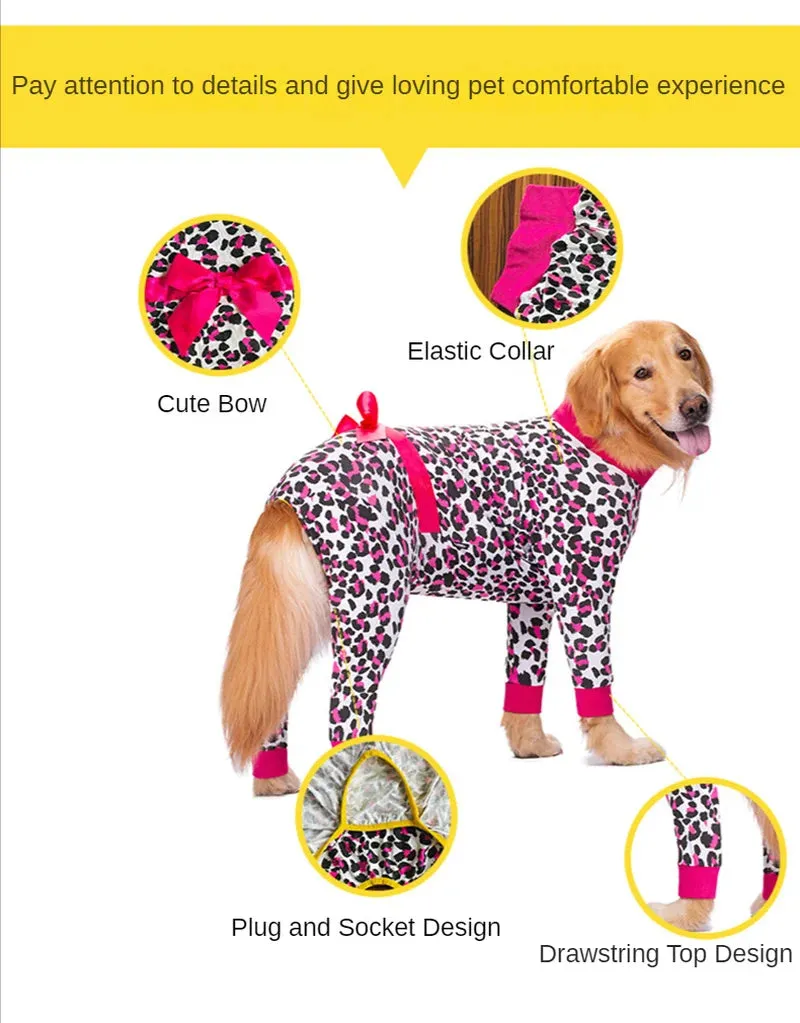 Dress Your Autumn Labrador in Style: Hair-Proof Home Pajamas with Bow Decoration - Comfy Four-Legged Clothes for Big Dogs - Dog Pajamas That Make a Fashion Statement!
