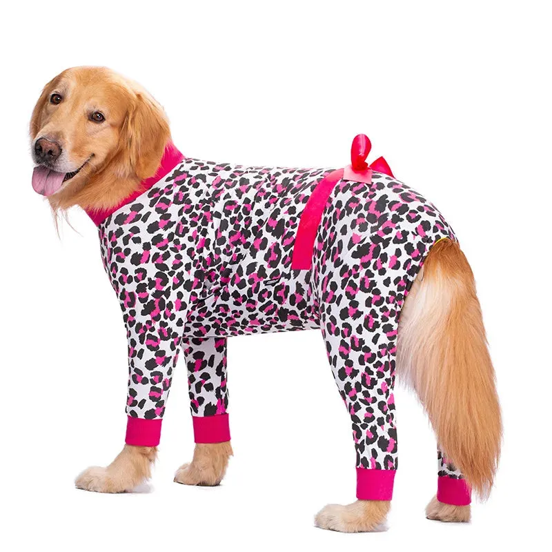 Dress Your Autumn Labrador in Style: Hair-Proof Home Pajamas with Bow Decoration - Comfy Four-Legged Clothes for Big Dogs - Dog Pajamas That Make a Fashion Statement!