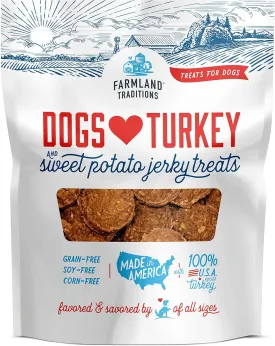 Farmland Traditions Filler Free Dogs Love Turkey & Sweet Potato Premium Jerky Treats for Dogs, 1 lb. Bag