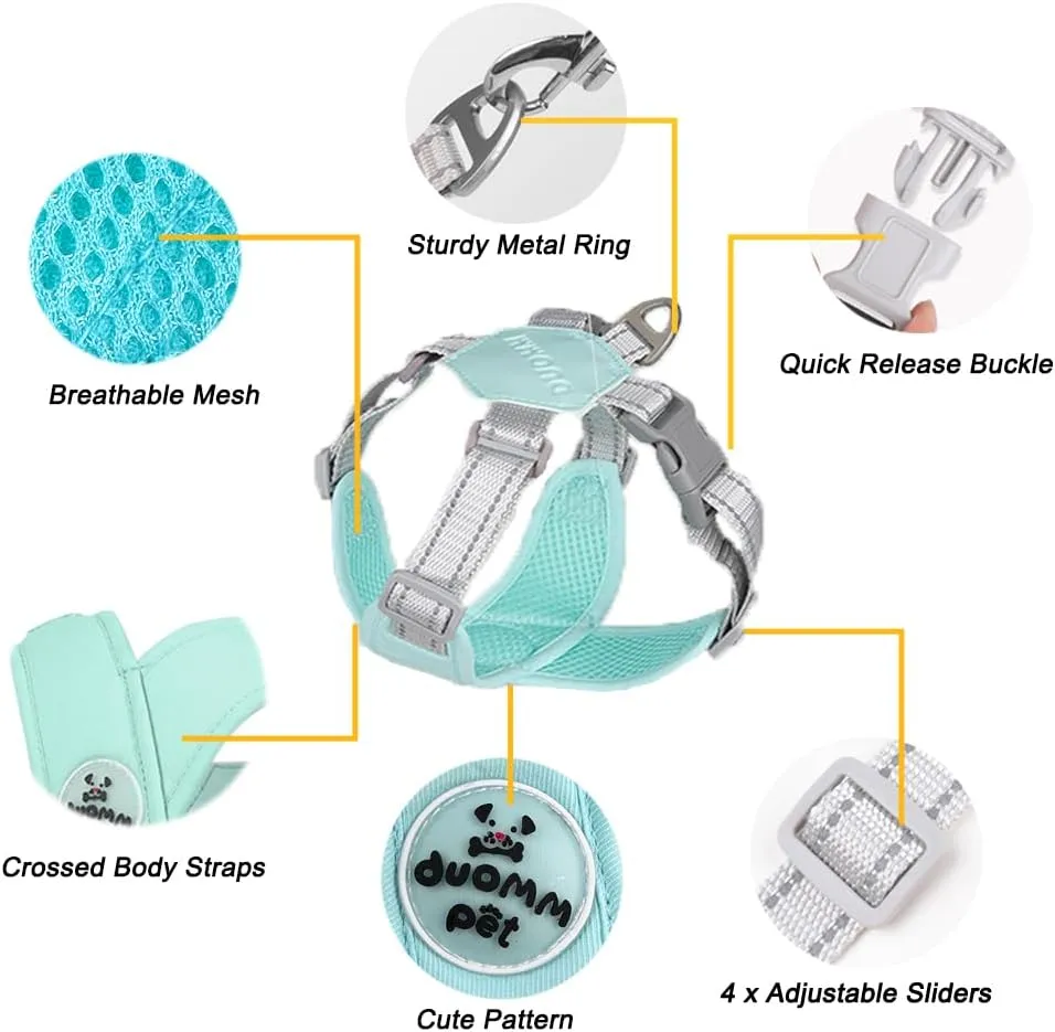 FEimaX Dog Harness Pet X Frame No Pull Step-in Harnesses with Leash Set, Adjustable Reflective Choke Free Puppy with Padded Vest for Small, Medium Dogs and Cats Walking Training