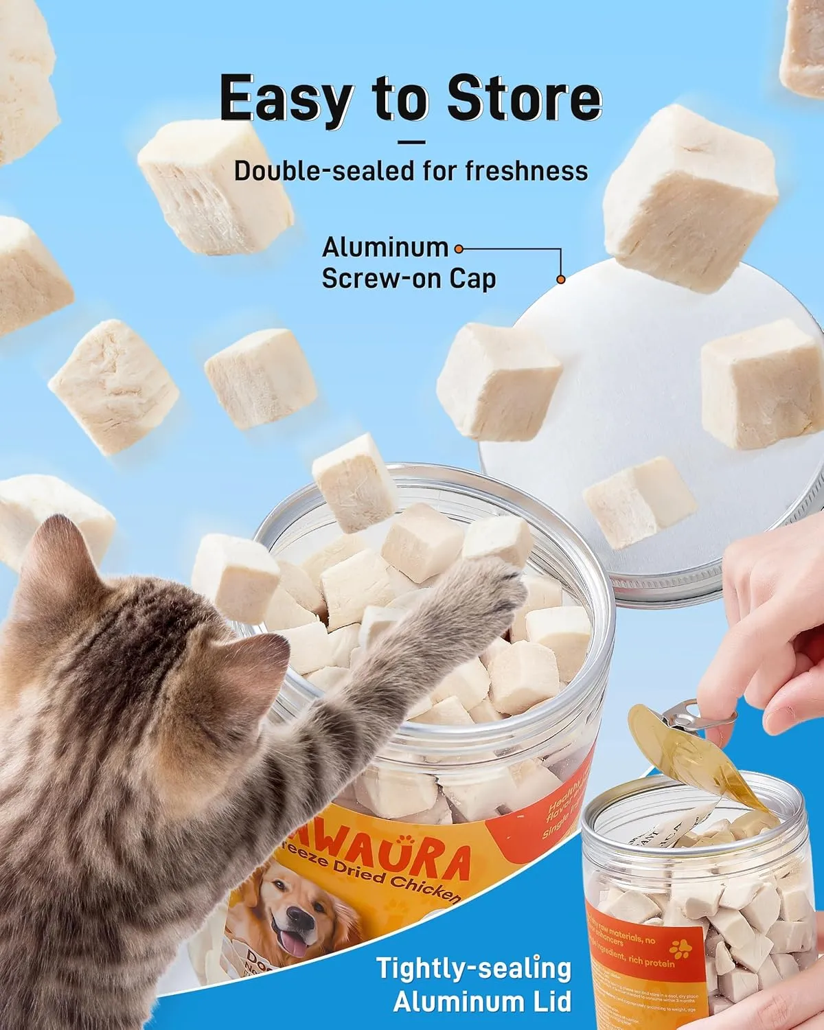 Freeze Dried Chicken Cats & Dogs Treats, Single Ingredient, Chicken Breast,Treats for Cats & Dogs | Gluten Free | Grain Free | Training & Nutrition Supplements3.52 oz