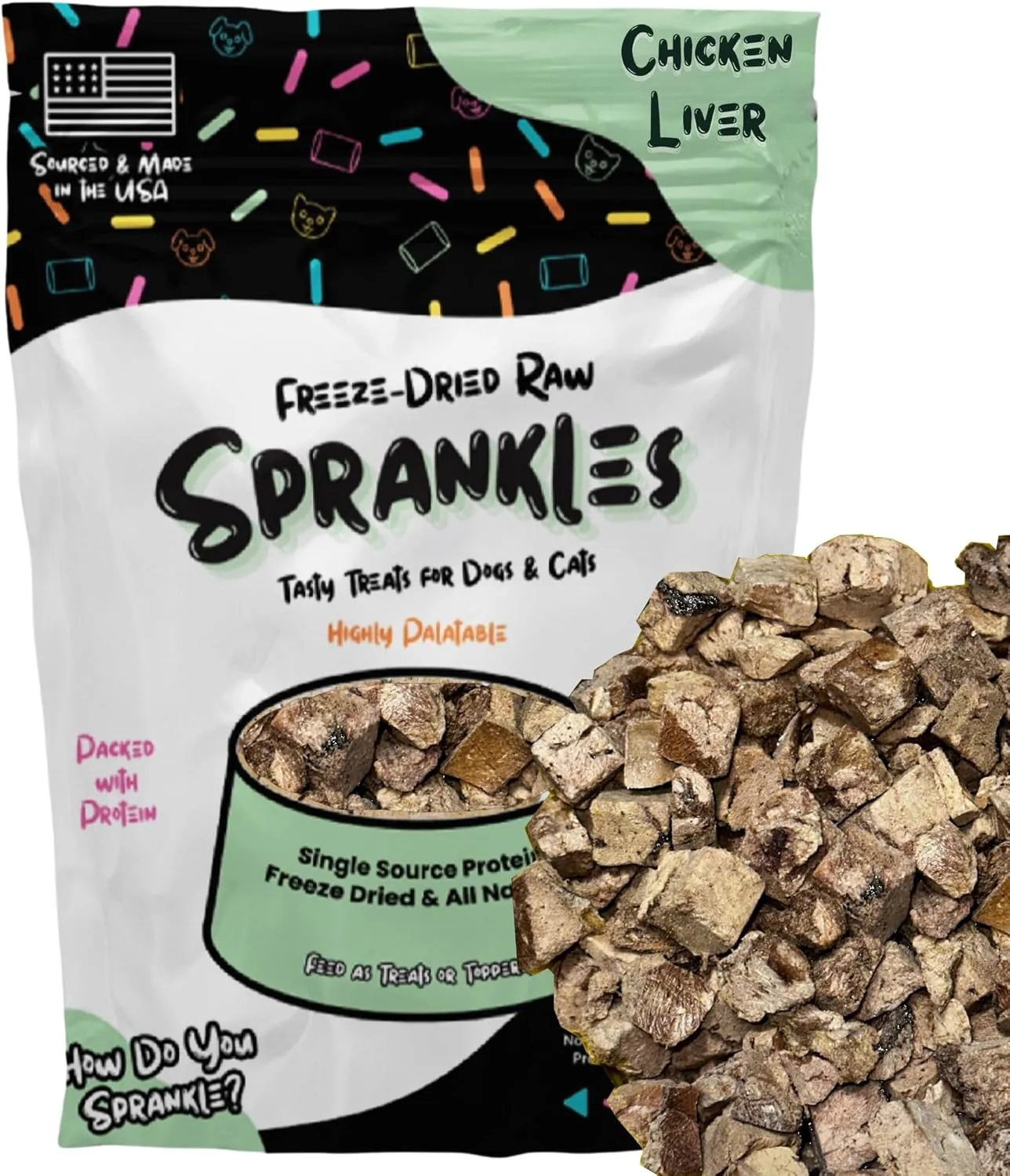 Freeze Dried Chicken Liver Treats for Cats & Dogs - Single Ingredient All Natural Grain-Free, High Protein, Made in USA - Perfect for Training, Topper or Snack (Chicken Liver, 6 Ounce)
