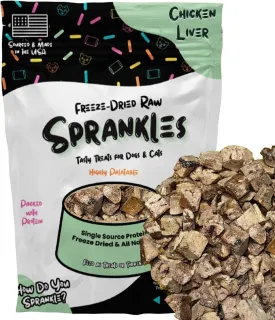 Freeze Dried Chicken Liver Treats for Cats & Dogs - Single Ingredient All Natural Grain-Free, High Protein, Made in USA - Perfect for Training, Topper or Snack (Chicken Liver, 6 Ounce)