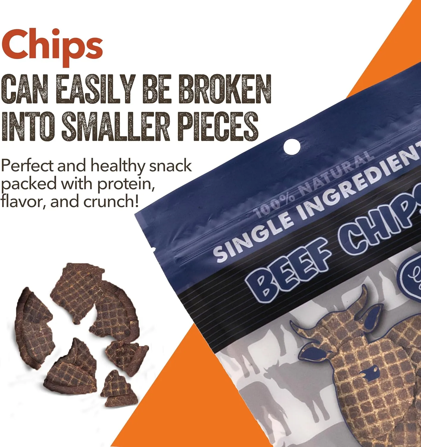 Gaines Family Farmstead Beef Chips for Dogs  6 oz Natural, High-Protein Dog Treats, Rawhide-Free Chews, Single Ingredient, Made in USA, Healthy Snacks for All Breeds