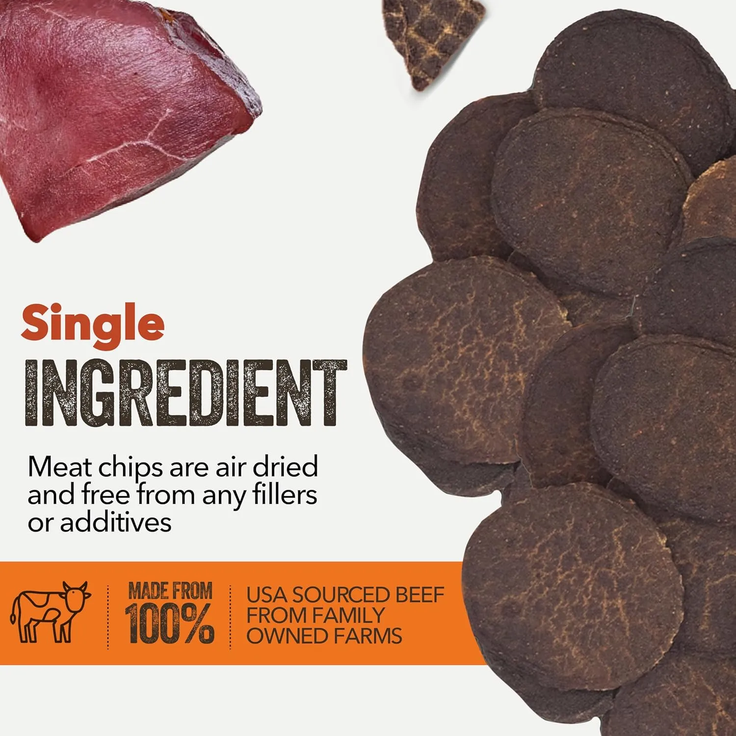 Gaines Family Farmstead Beef Chips for Dogs  6 oz Natural, High-Protein Dog Treats, Rawhide-Free Chews, Single Ingredient, Made in USA, Healthy Snacks for All Breeds