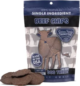 Gaines Family Farmstead Beef Chips for Dogs  6 oz Natural, High-Protein Dog Treats, Rawhide-Free Chews, Single Ingredient, Made in USA, Healthy Snacks for All Breeds