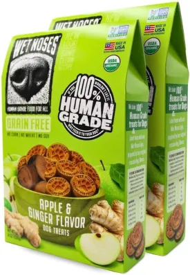 Grain-Free Organic Crunchy Dog Treats  for All Pet Sizes, Breeds  All-Natural Puppy Treat  100% Human-Grade  Delicious Snacks for Dogs  14 Oz., Grain Free - Apple Ginger, 2 X 14oz Box