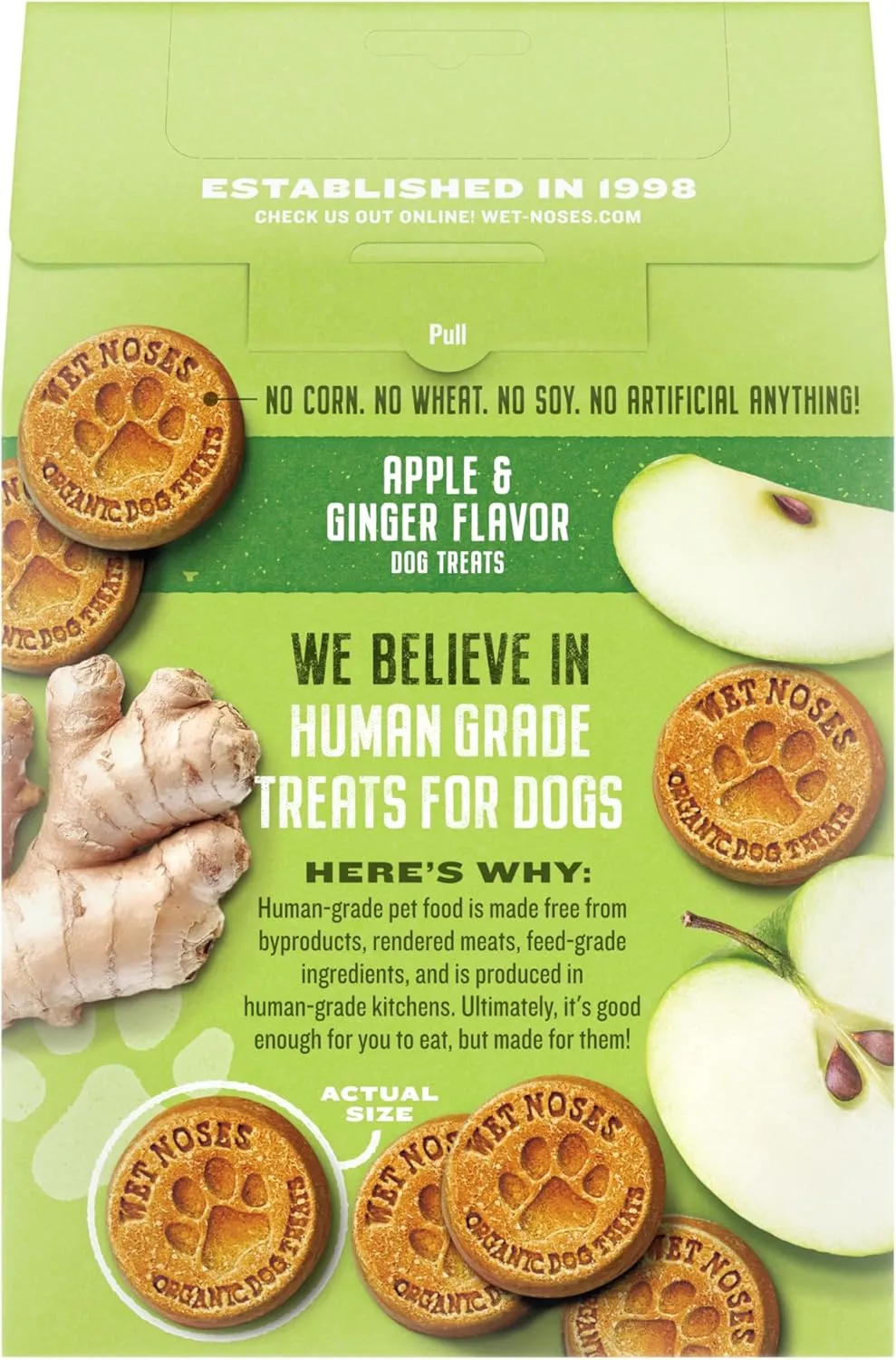 Grain-Free Organic Crunchy Dog Treats  for All Pet Sizes, Breeds  All-Natural Puppy Treat  100% Human-Grade  Delicious Snacks for Dogs  14 Oz., Grain Free - Apple Ginger, 2 X 14oz Box
