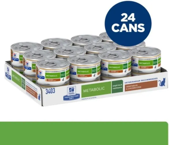 Hill's Prescription Diet Metabolic Weight Management Vegetables & Chicken Stew Canned Cat Food (2.9oz x 24 cans)
