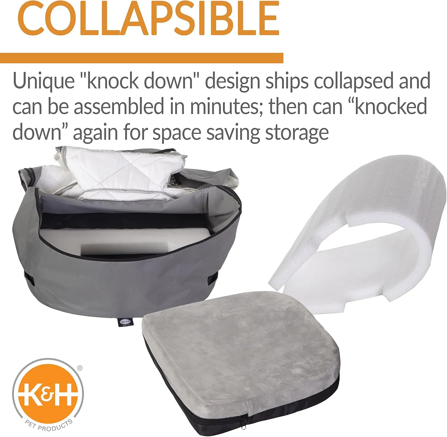 K&H Pet Products Bucket Booster Dog Car Seat, Seat Belt Secured, 2 Safety Leashes, Washable Covers, Sturdy Dog Booster Seats for Small to Medium Pets - Large Gray/Gray