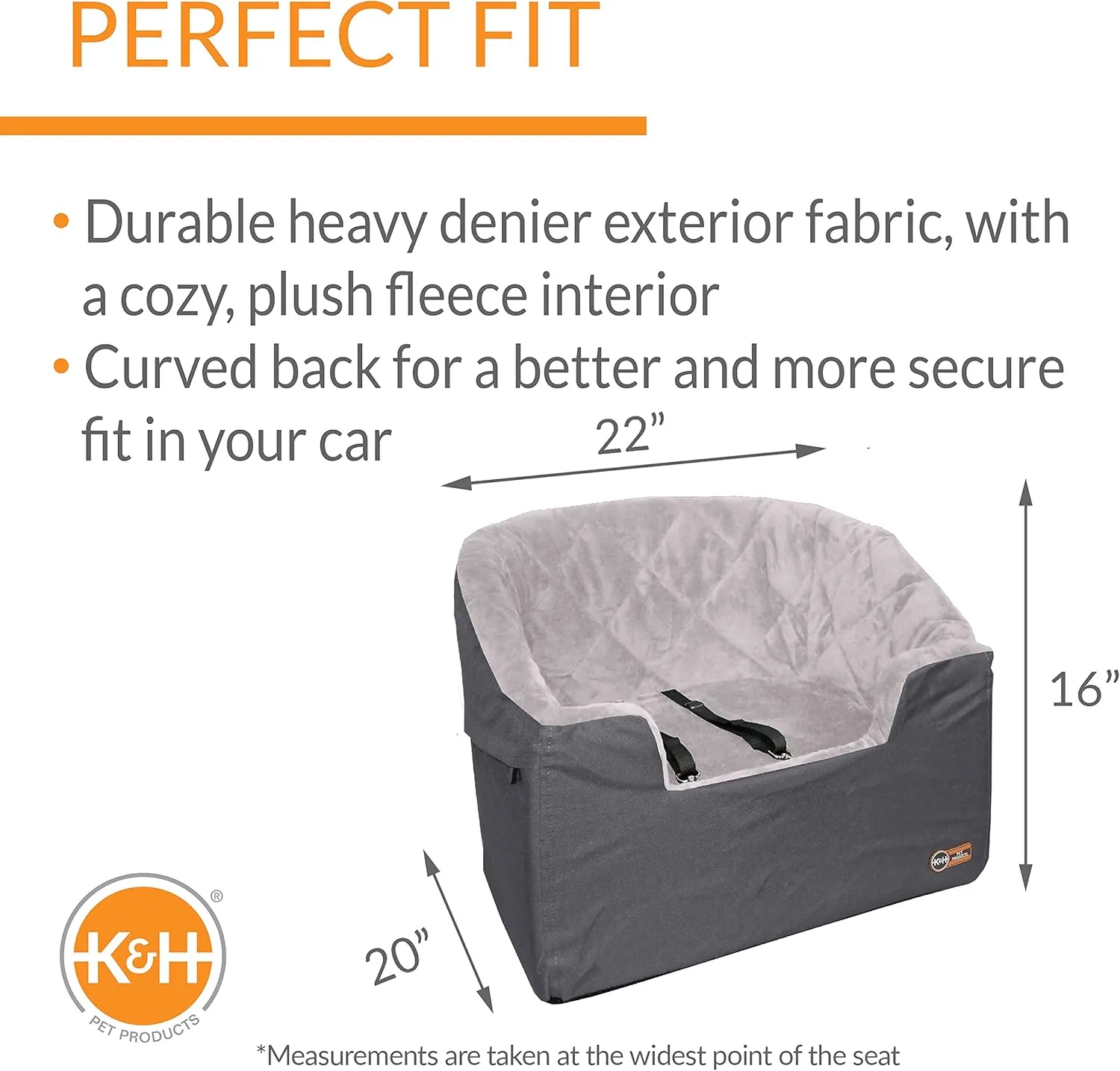 K&H Pet Products Bucket Booster Dog Car Seat, Seat Belt Secured, 2 Safety Leashes, Washable Covers, Sturdy Dog Booster Seats for Small to Medium Pets - Large Gray/Gray