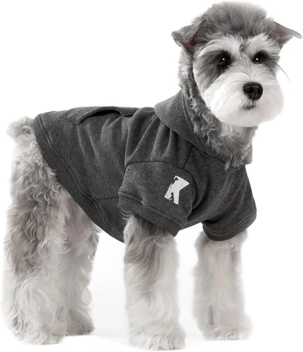 Koneseve Dog Hoodie Fleece Puppy Clothes Warm Sweater with Hat for Small Dogs Cat Hooded Shirt Kitten Pet Basic Hoodies Sweatshirt with Pocket Doggie Soft Winter Coat Apparel (Grey; M)