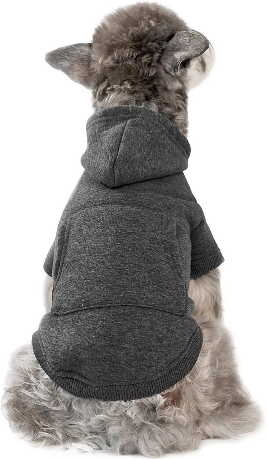 Koneseve Dog Hoodie Fleece Puppy Clothes Warm Sweater with Hat for Small Dogs Cat Hooded Shirt Kitten Pet Basic Hoodies Sweatshirt with Pocket Doggie Soft Winter Coat Apparel (Grey; M)