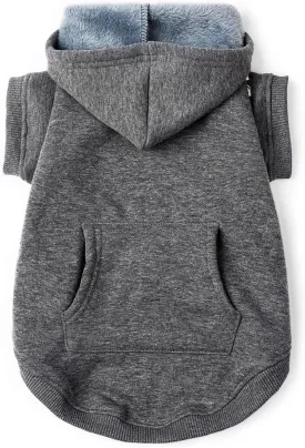 Koneseve Dog Hoodie Fleece Puppy Clothes Warm Sweater with Hat for Small Dogs Cat Hooded Shirt Kitten Pet Basic Hoodies Sweatshirt with Pocket Doggie Soft Winter Coat Apparel (Grey; M)